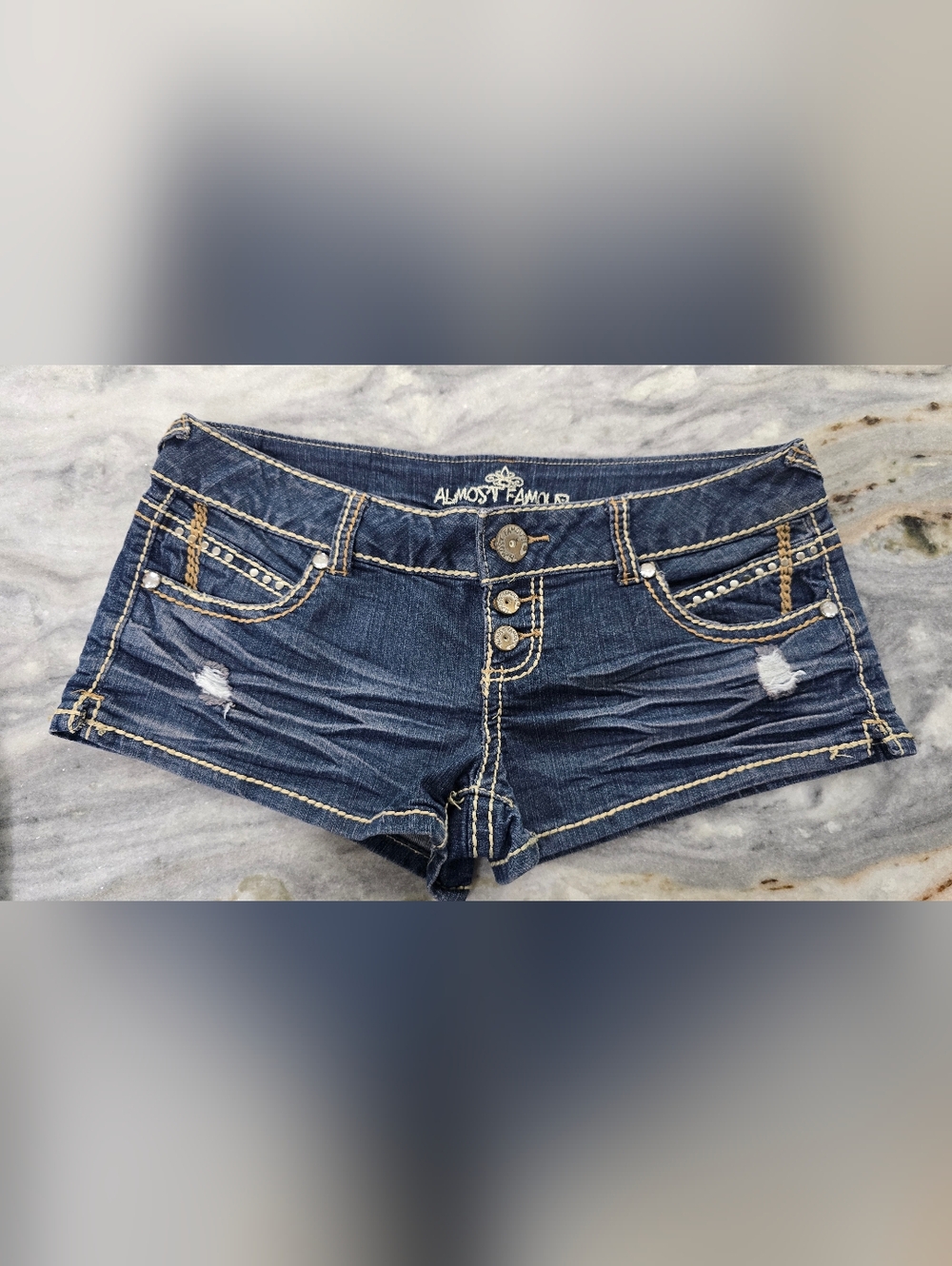 Almost Famous Dark Wash Denim Short Shorts
